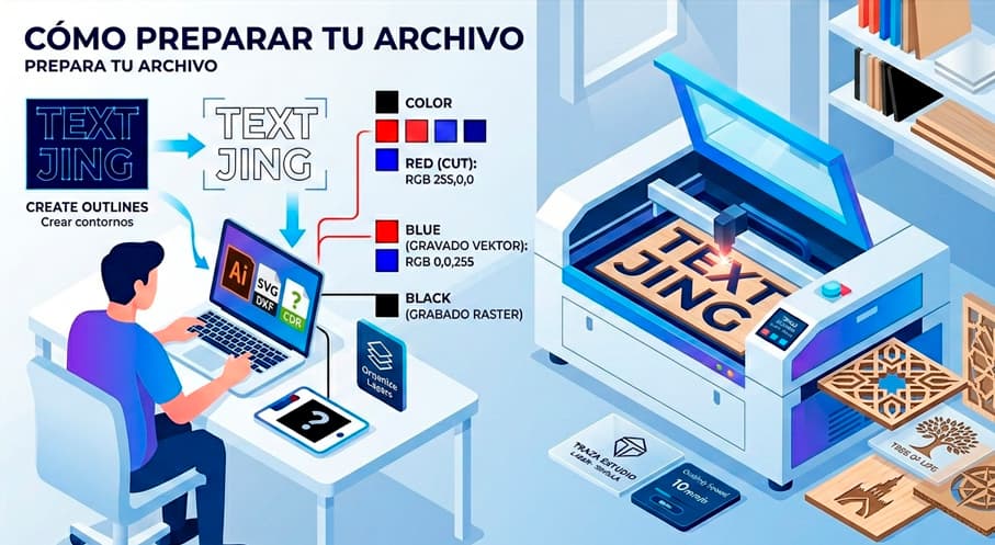Cómo preparar archivos vectoriales para corte láser - ilustración de capas y colores