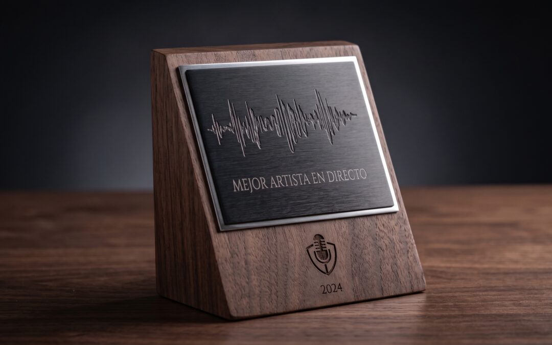 Trofeo grabado a láser para premios musicales